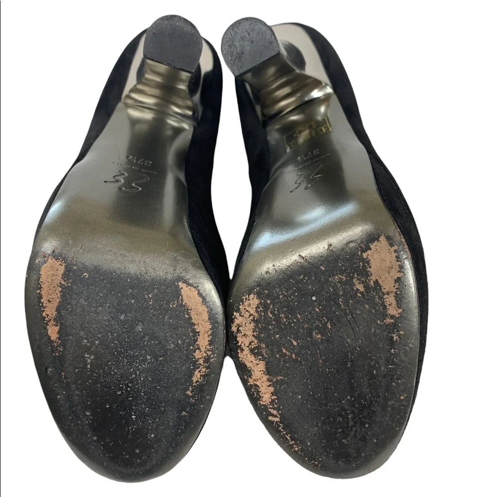 Ernesto Esposito black suede peep toe platform heels 37.5